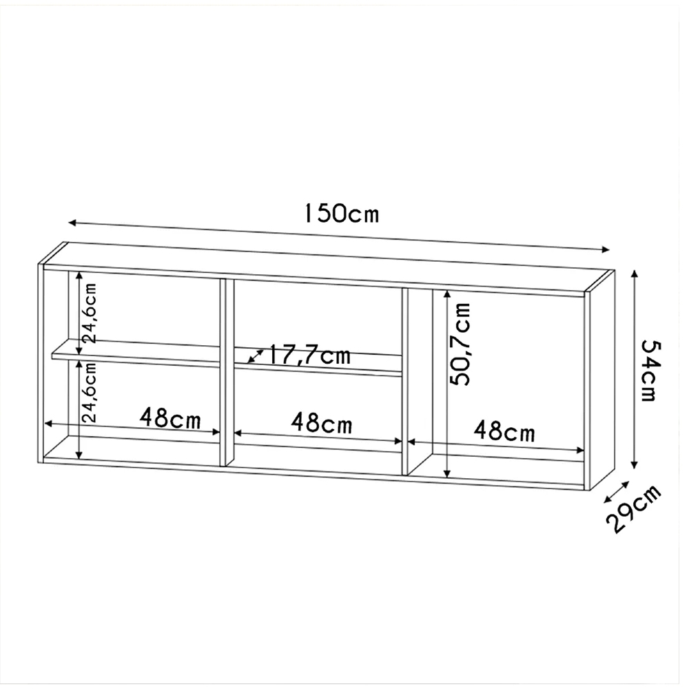 Armário Aéreo de Cozinha 150cm 3 Portas Argélia Preto - Lumil