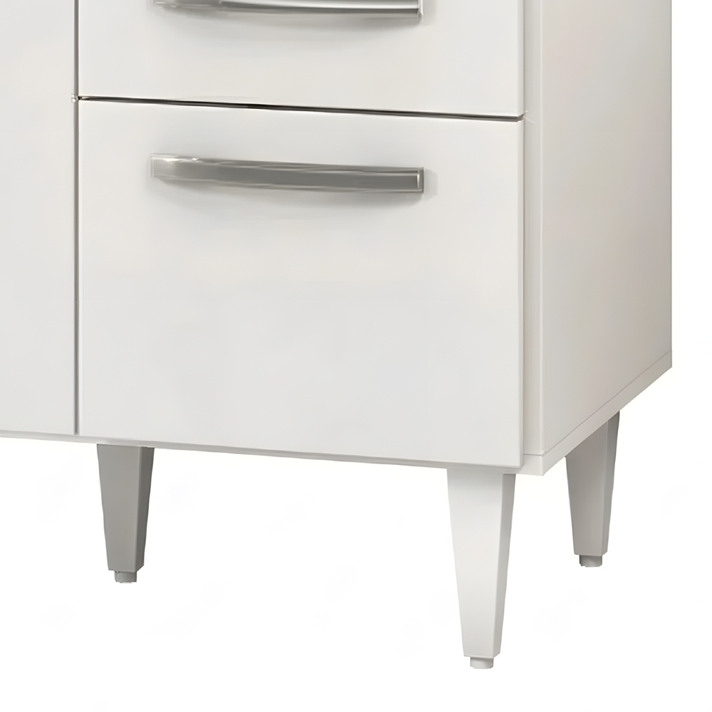 Balcão Gabinete 120cm Suécia sem Tampo 3 Portas 2 Gavetas Branco - Lumil Móveis