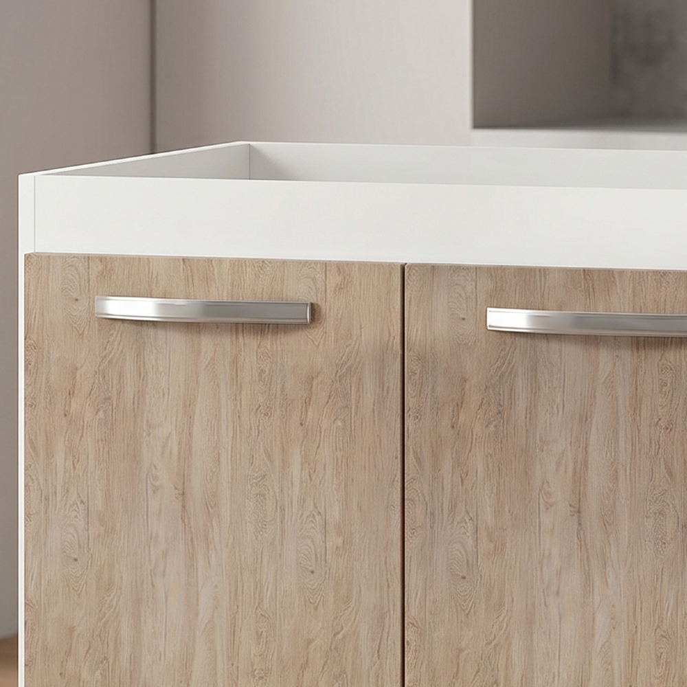 Balcão Gabinete Para Pia 120cm Suécia sem Tampo 3 Portas 2 Gavetas Branco/Castanho - Lumil Móveis