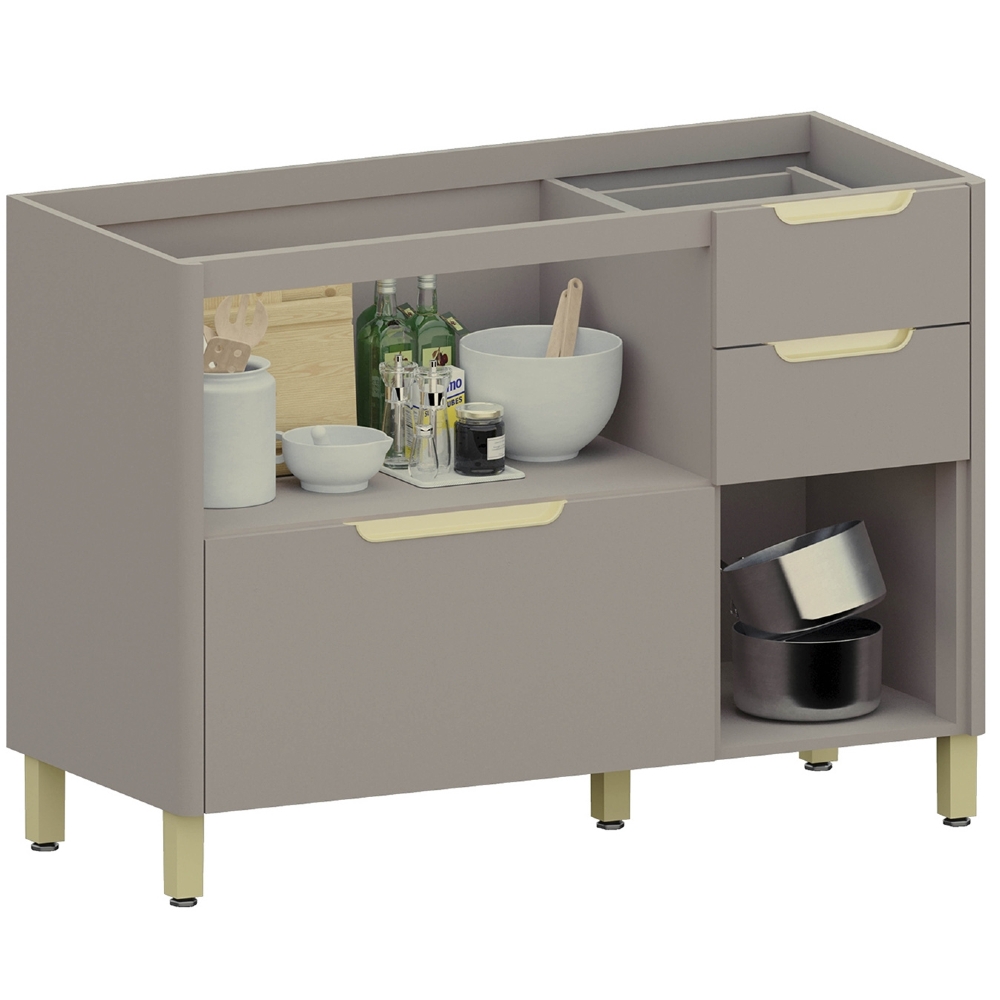 Balcão de Cozinha Com Tampo 120cm Marina Cinammon/Freijó L01 - Mpozenato