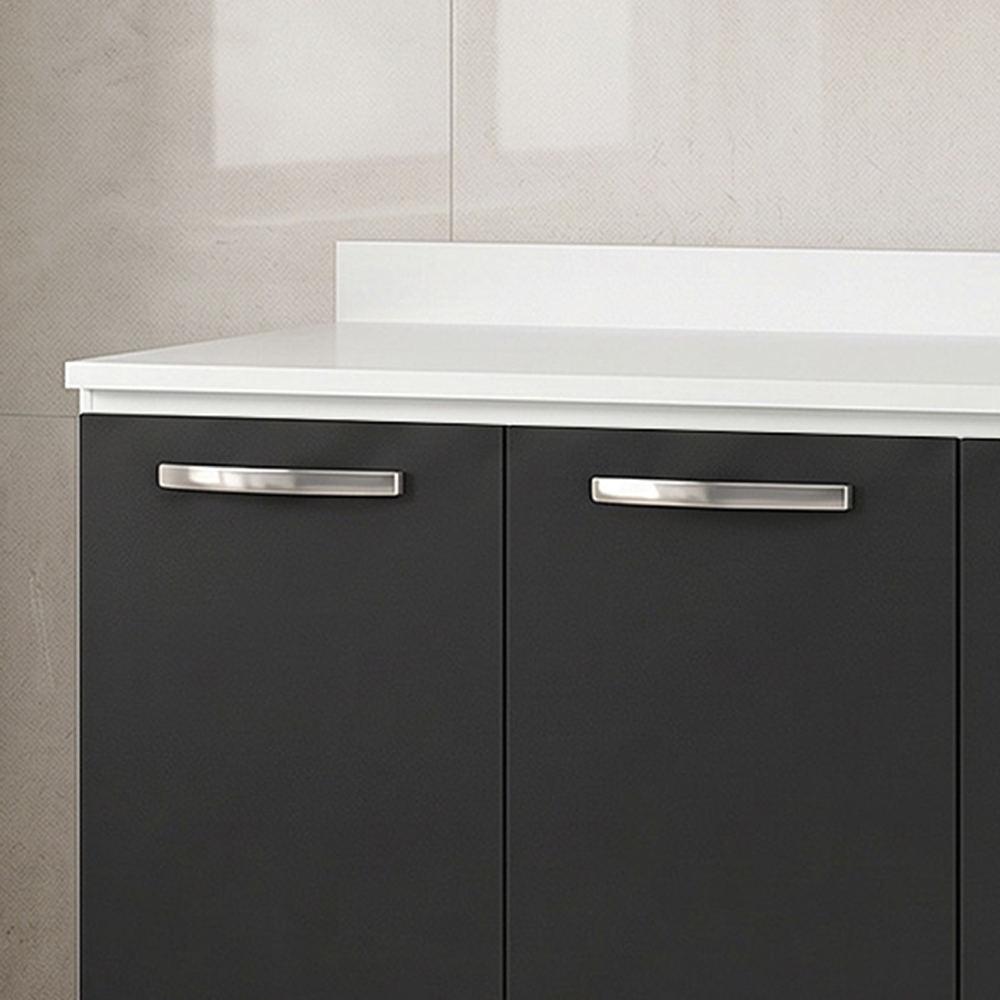 Armário Aéreo Panamá e Balcão Gabinete 160cm com Tampo Áustria Branco/Preto - Lumil