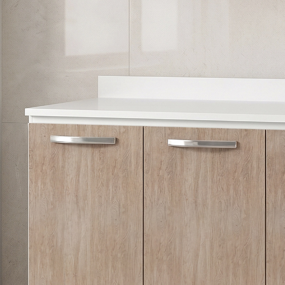 Armário Aéreo Panamá e Balcão Gabinete 160cm com Tampo Áustria Branco/Castanho - Lumil