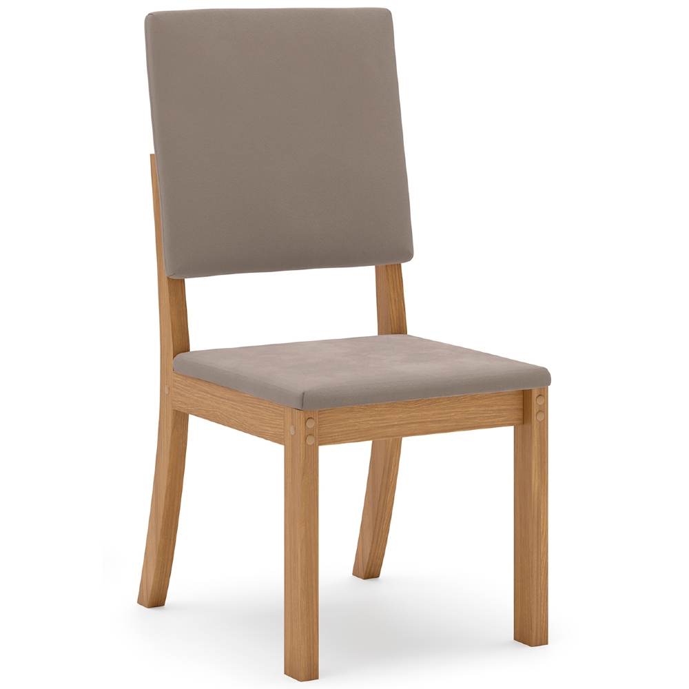 Cadeira Jantar Estofada Pé Madeira Kit 6 Elora Veludo Marrom H02 - Mpozenato