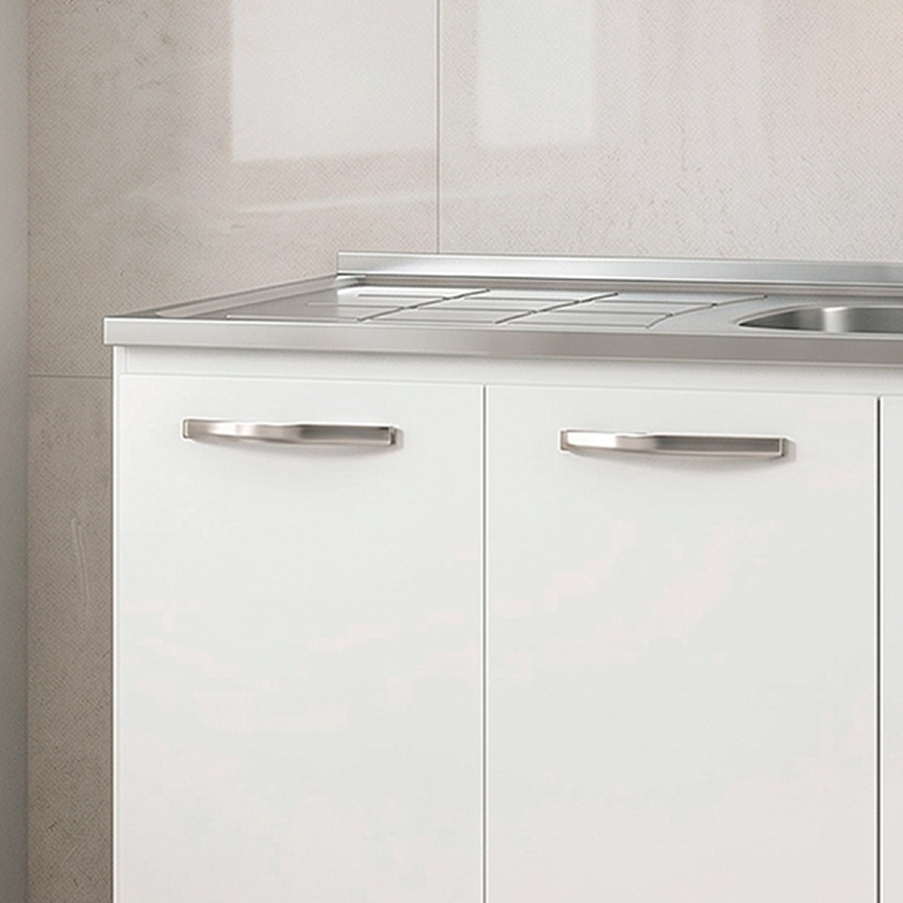 Balcão Gabinete Áustria com Pia Inox 160cm 4 Portas Branco - Lumil Móveis
