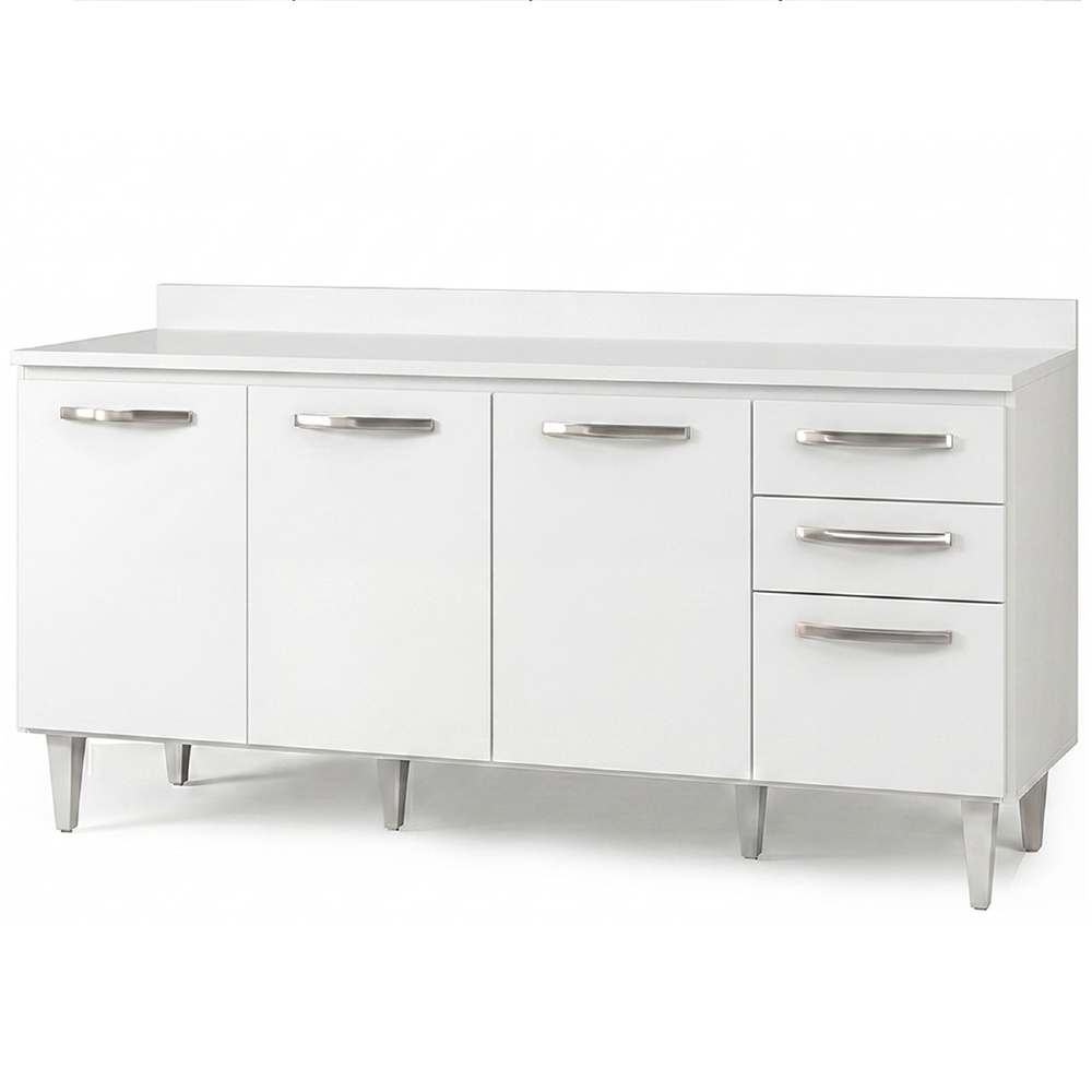 Balcão Gabinete 160cm com Tampo Áustria Branco - Lumil