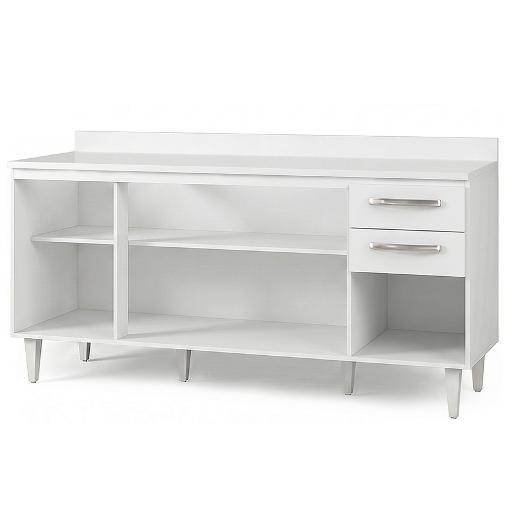 Balcão Gabinete 160cm com Tampo Áustria Branco - Lumil
