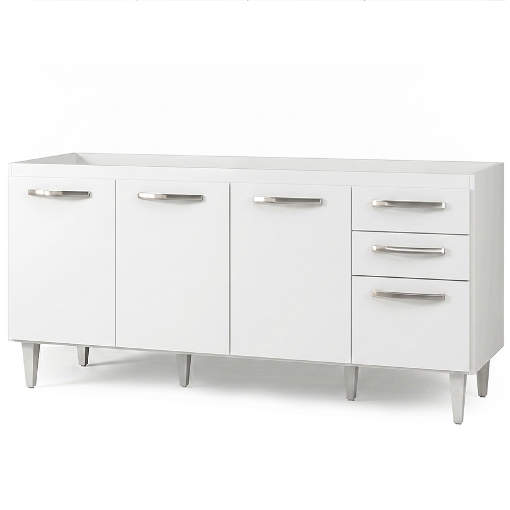 Balcão Gabinete Áustria 160cm sem Tampo 4 Portas 2 Gavetas Branco - Lumil Móveis