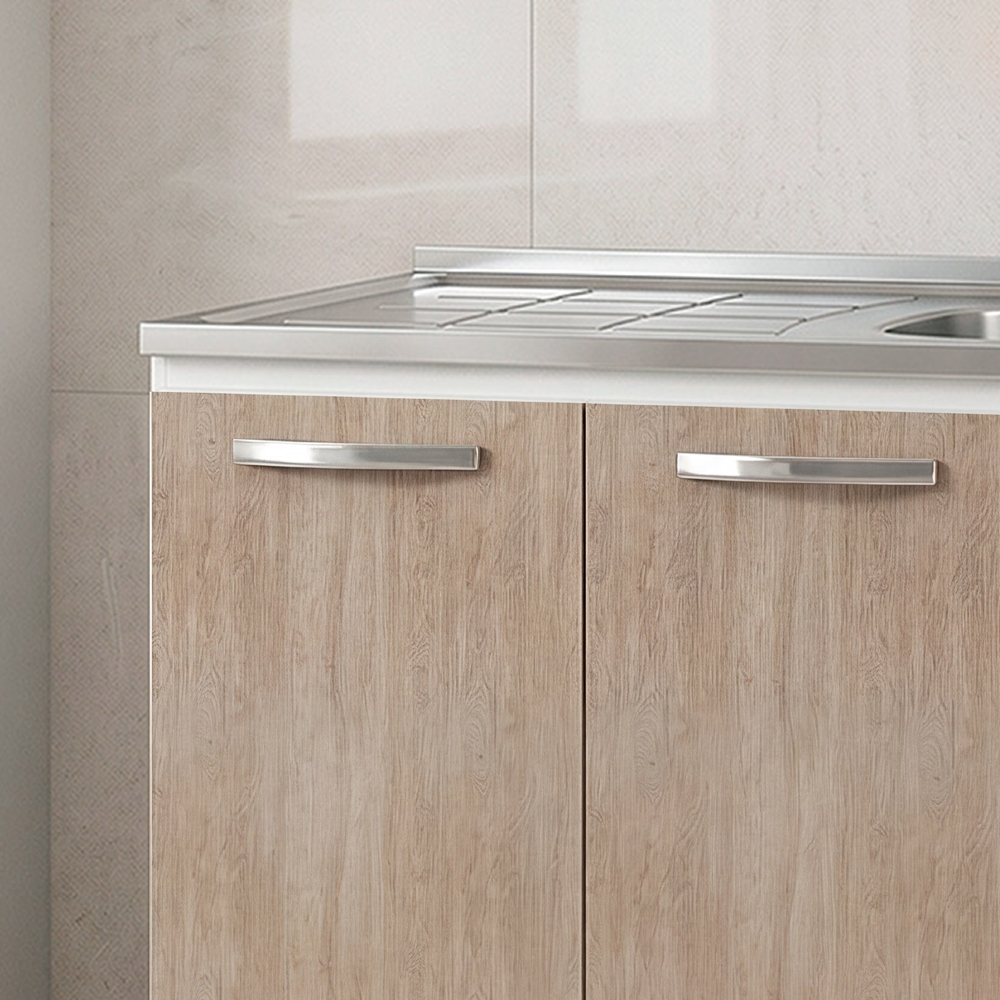 Balcão Gabinete Áustria com Pia Inox 160cm 4 Portas Branco/Castanho - Lumil Móveis
