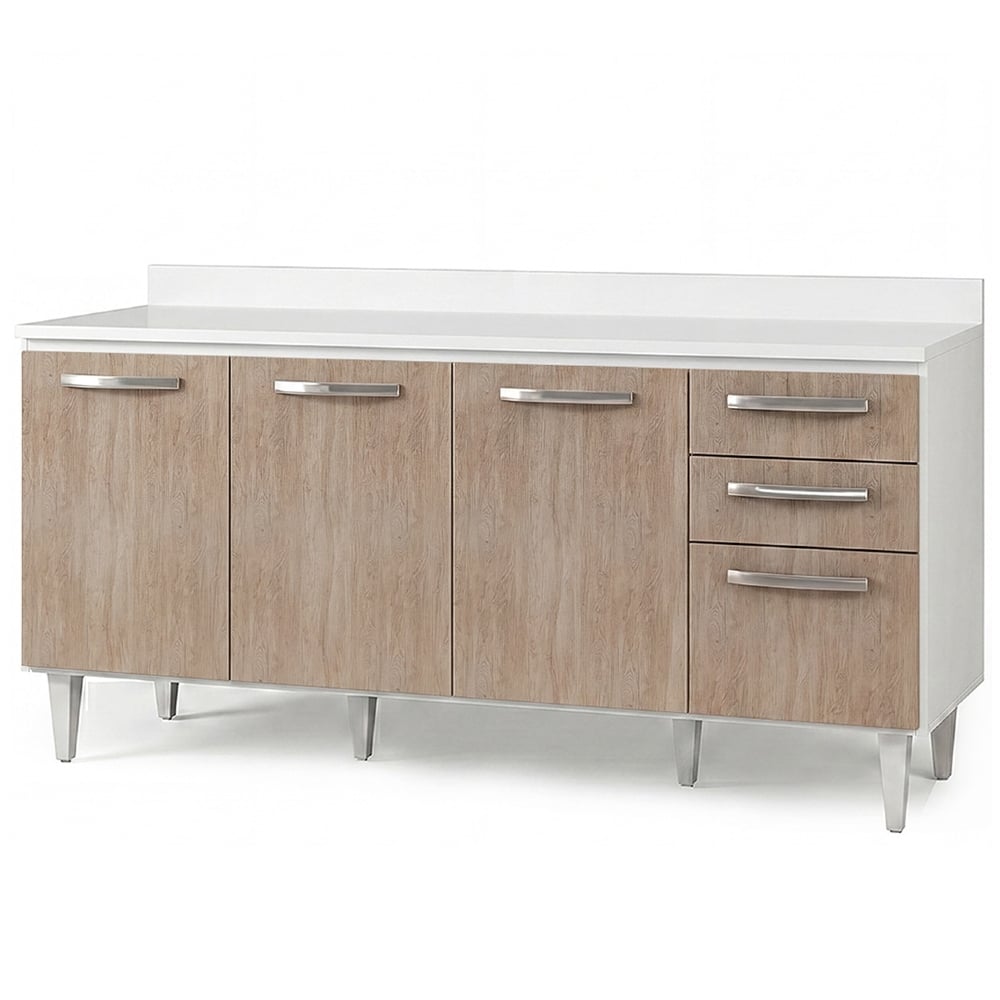 Balcão Gabinete 160cm com Tampo Áustria Branco/Castanho - Lumil