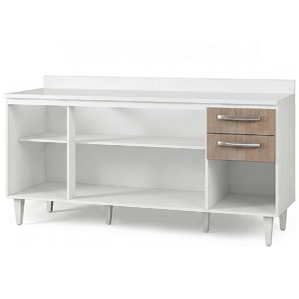 Balcão Gabinete 160cm com Tampo Áustria Branco/Castanho - Lumil