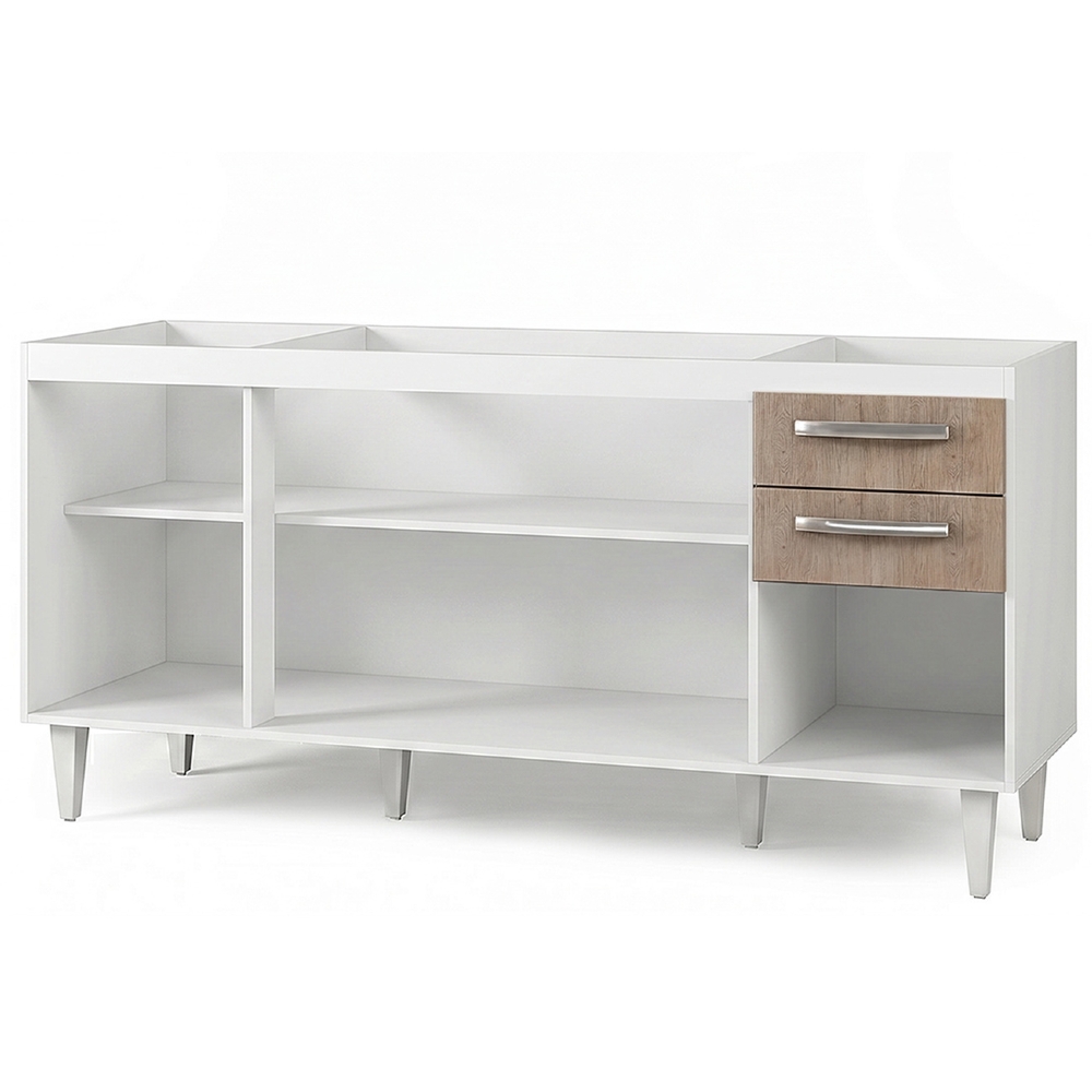 Balcão Gabinete Para Pia 160cm Áustria sem Tampo 4 Portas 2 Gavetas Branco/Castanho - Lumil Móveis