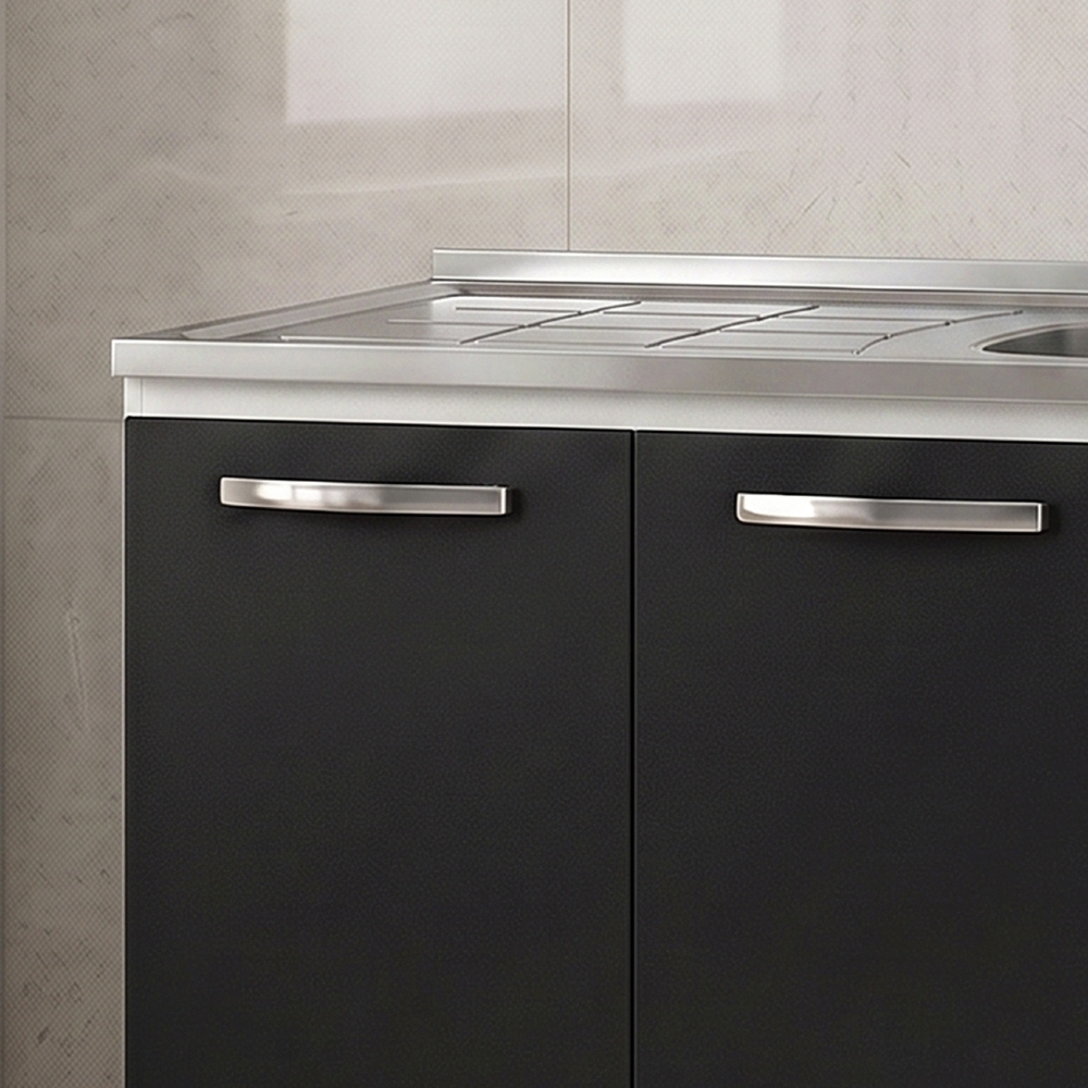 Balcão Gabinete Áustria com Pia Inox 160cm 4 Portas Branco/Preto - Lumil Móveis