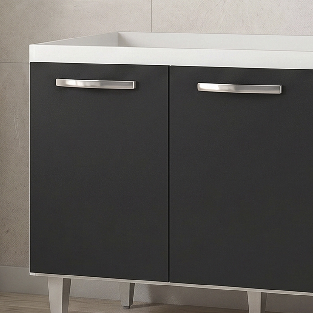 Balcão Gabinete Para Pia Áustria sem Tampo 160cm 4 Portas 2 Gavetas Branco/Preto - Lumil Móveis