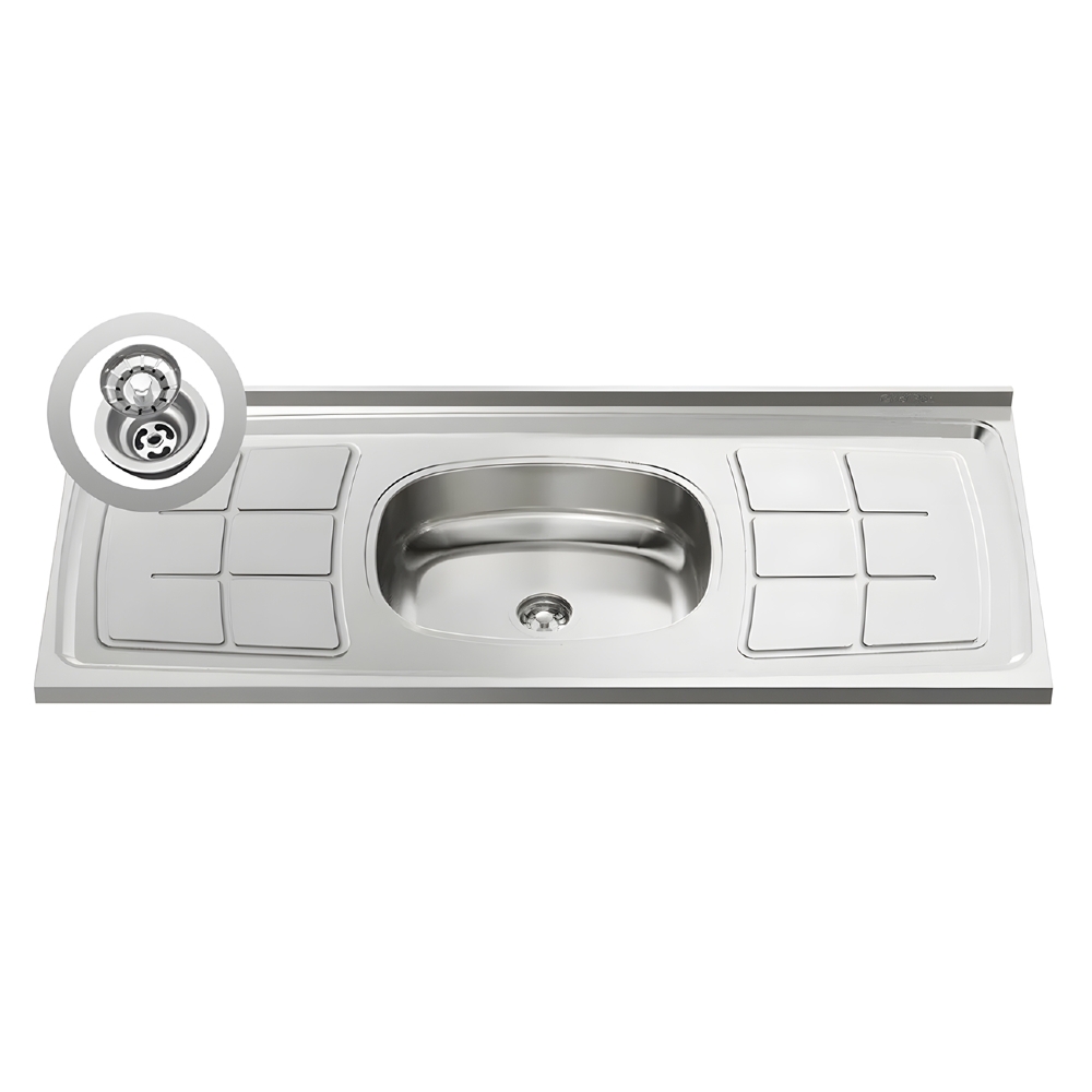 Armário Aéreo Honduras e Balcão Gabinete Suécia com Pia Inox 120cm Branco - Lumil Móveis