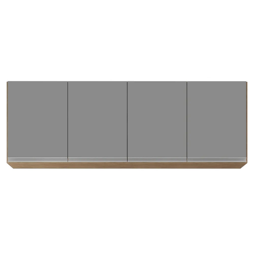 Armário de Cozinha Aéreo 160cm 4 Portas Nevada Castanho/Cinza - Lumil