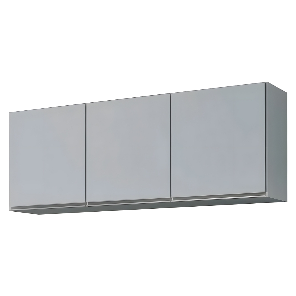 Armário de Cozinha Aéreo 150cm 3 Portas Argélia Cinza Claro - Lumil