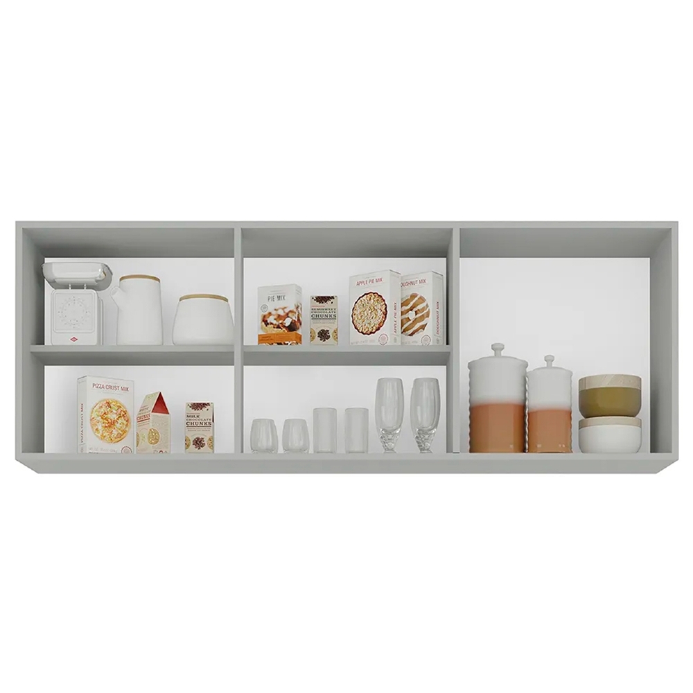 Armário de Cozinha Aéreo 150cm 3 Portas Argélia Cinza Claro - Lumil