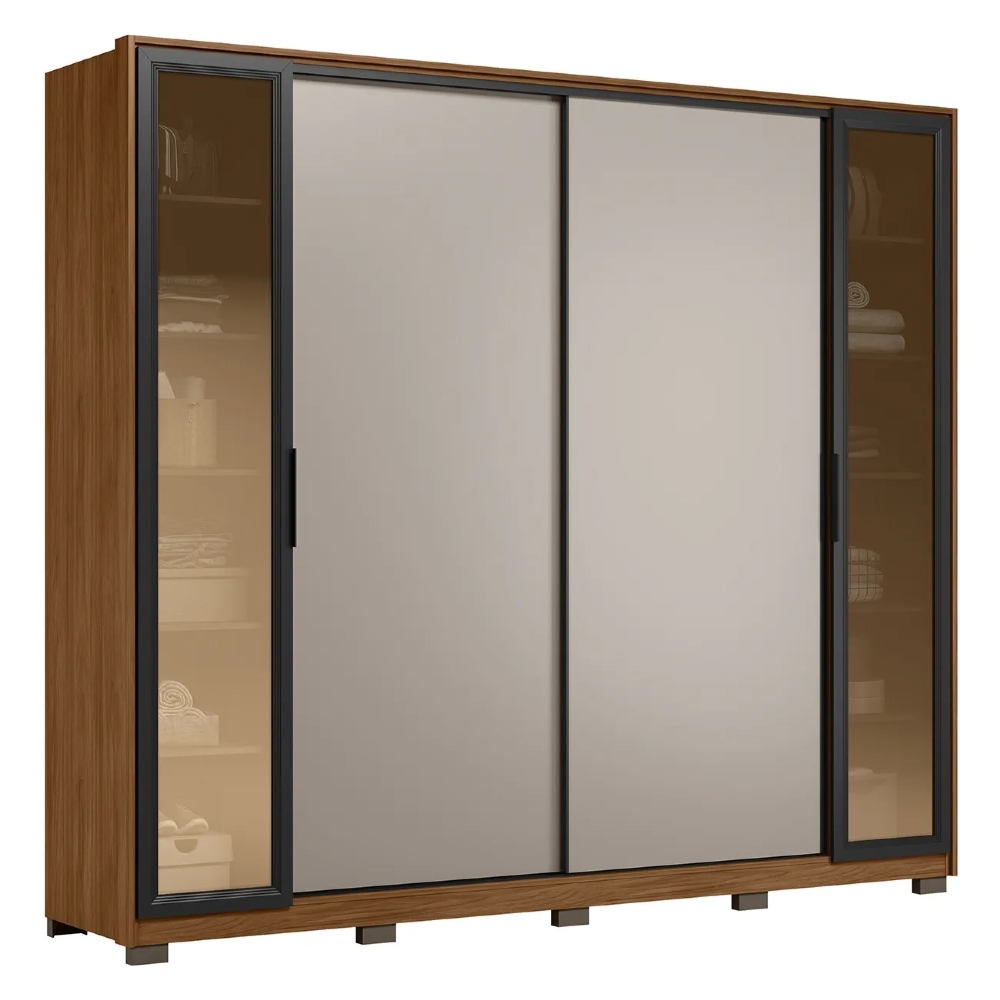Guarda Roupa Casal 267cm Loreto Flex D02 Nogueira/Nude - Mpozenato