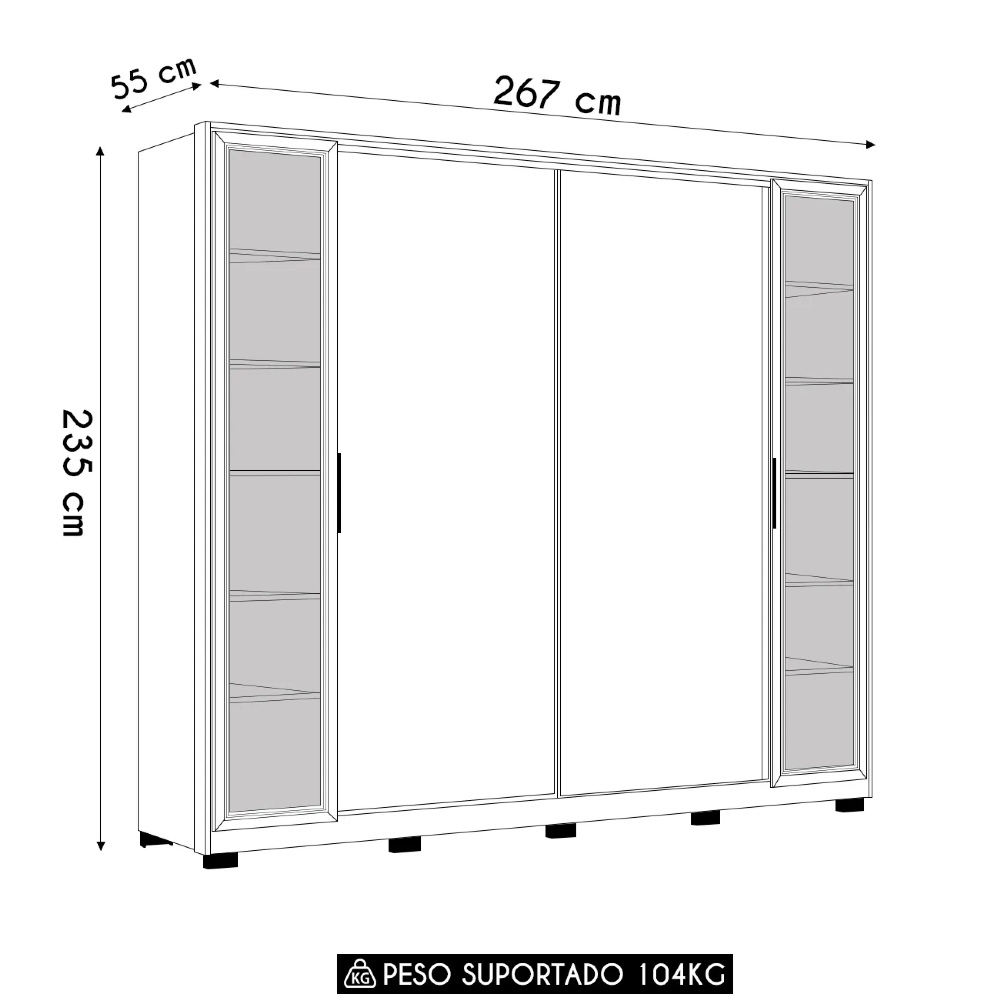 Guarda Roupa Casal 267cm Loreto Flex D02 Nogueira/Nude - Mpozenato