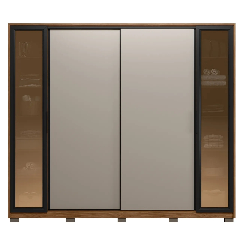 Guarda Roupa Casal 267cm Loreto Flex D02 Nogueira/Nude - Mpozenato