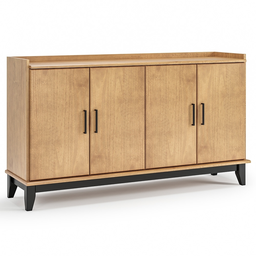 Buffet Aparador 152cm 4 Portas Storage Carvalho/Preto Z25 - Mpozenato