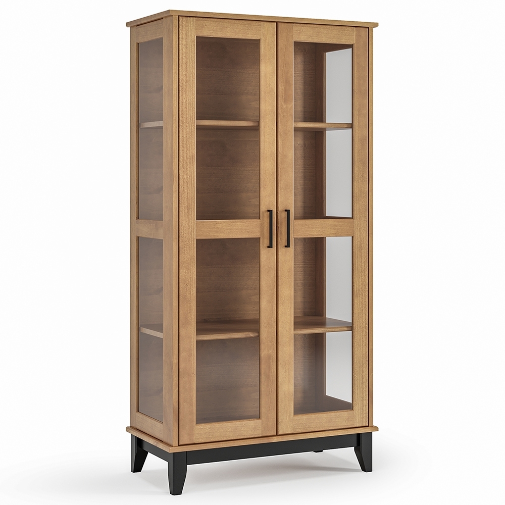 Cristaleira Portas de Vidro 84cm Storage Carvalho/Preto Z25 - Mpozenato