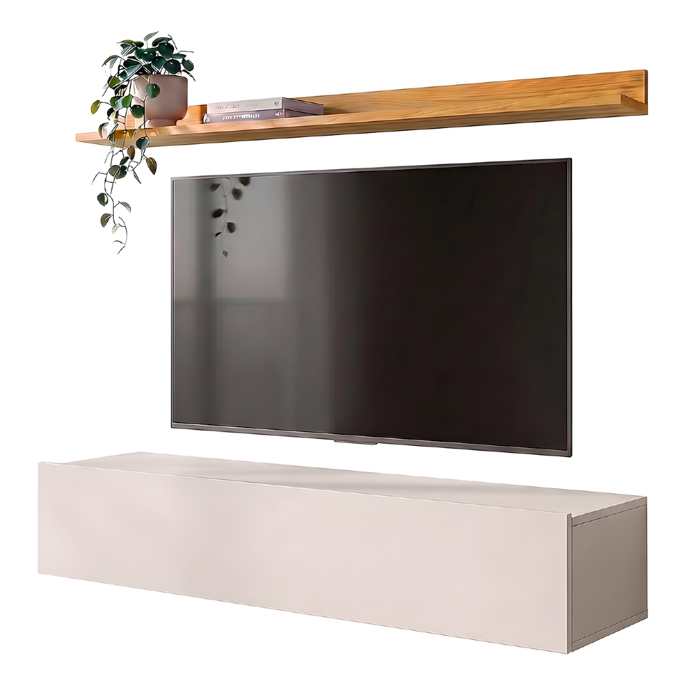 Bancada Suspensa e Prateleira 99cm Slat M20 Cinamomo/Off - Mpozenato