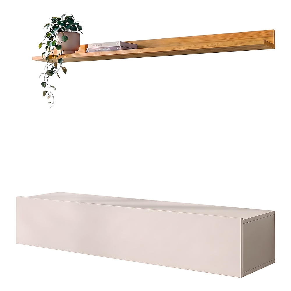 Bancada Suspensa e Prateleira 99cm Slat M20 Cinamomo/Off - Mpozenato
