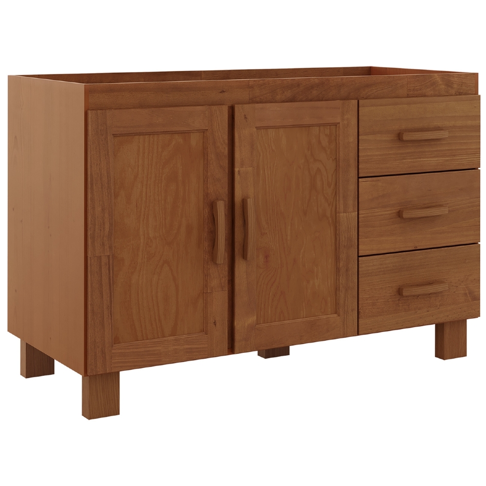 Balcão de Cozinha Para Pia 120cm 3 Gavetas Madeira Giana Castanho F07 - Mpozenato