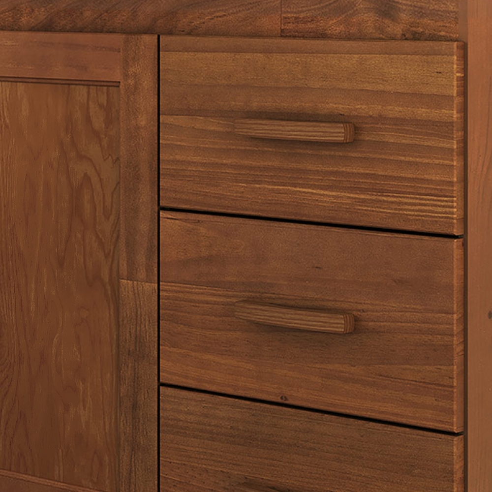 Balcão de Cozinha Para Pia 120cm 3 Gavetas Madeira Giana Castanho F07 - Mpozenato