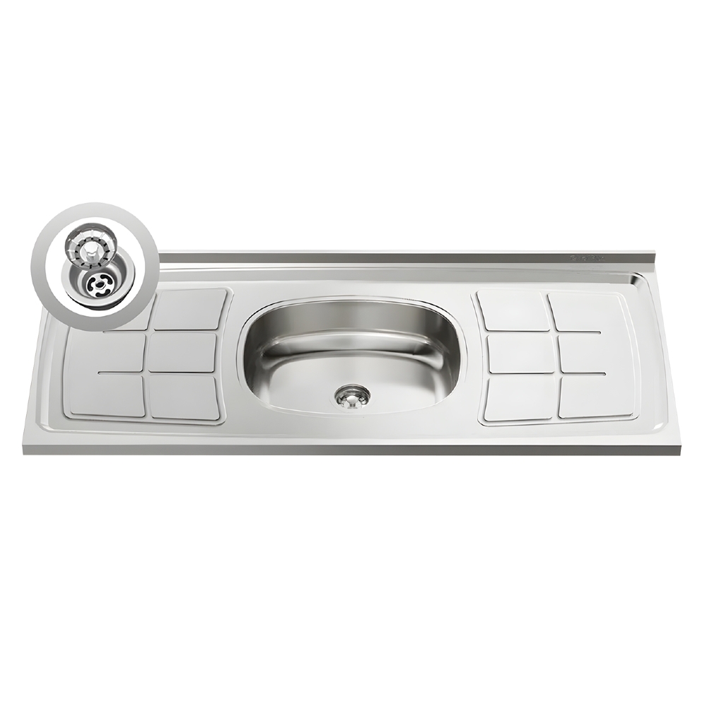 Balcão de Cozinha Com Pia 120cm 3 Gavetas Giana Castanho F07 - Mpozenato