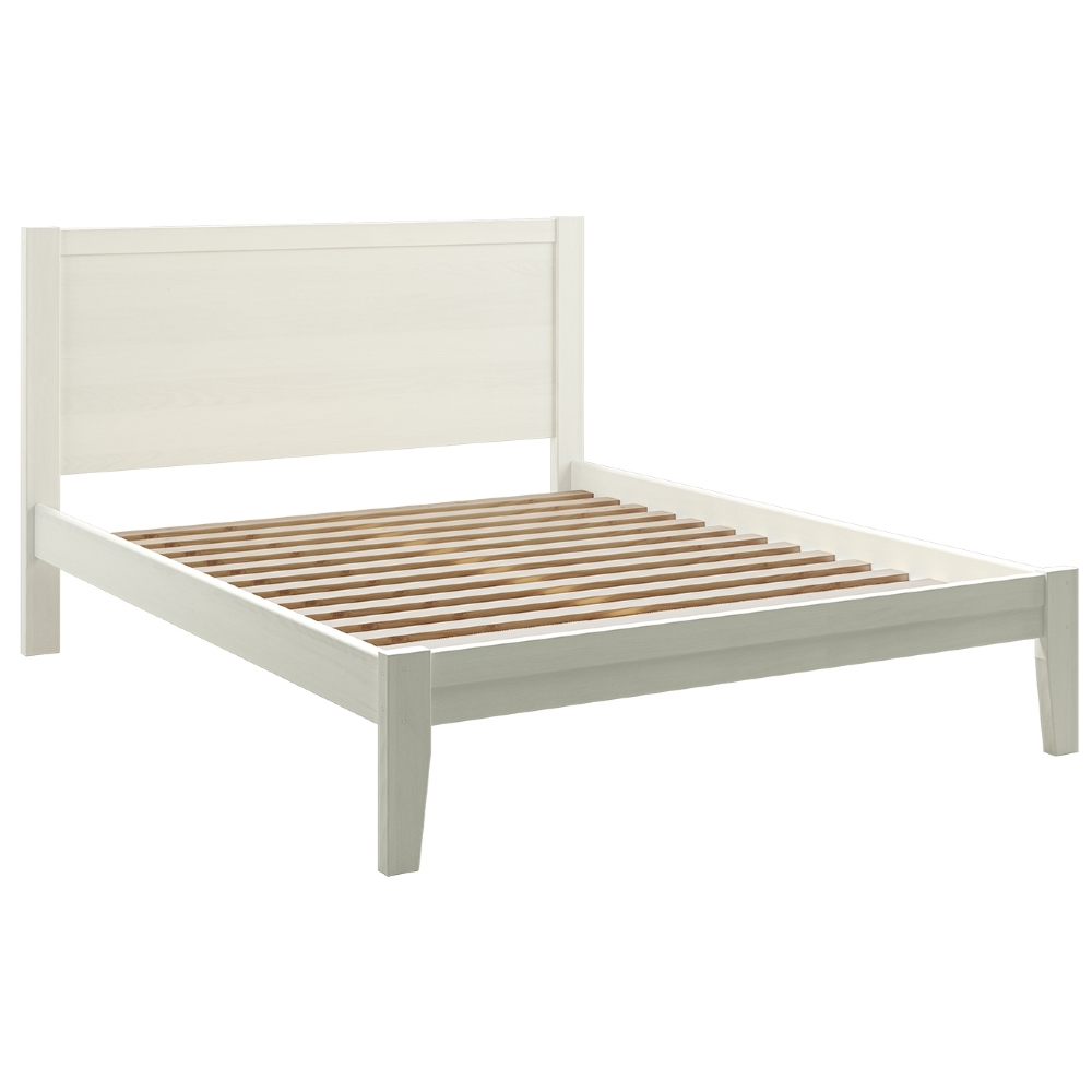 Cama Casal Queen 160cm Madeira Maciça Lazio Branco F07 - Mpozenato