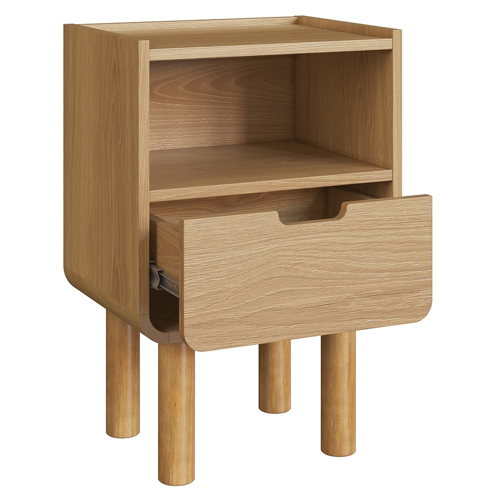 Mesa Cabeceira Quarto 40cm 1 Gaveta Pé Madeira Luara Hanover A10 - Mpozenato