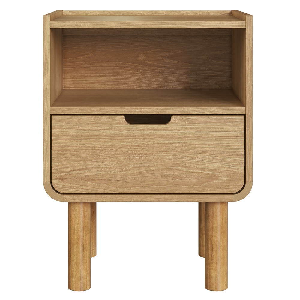 Mesa Cabeceira Quarto 45cm 1 Gaveta Pé Madeira Luara Hanover A10 - Mpozenato