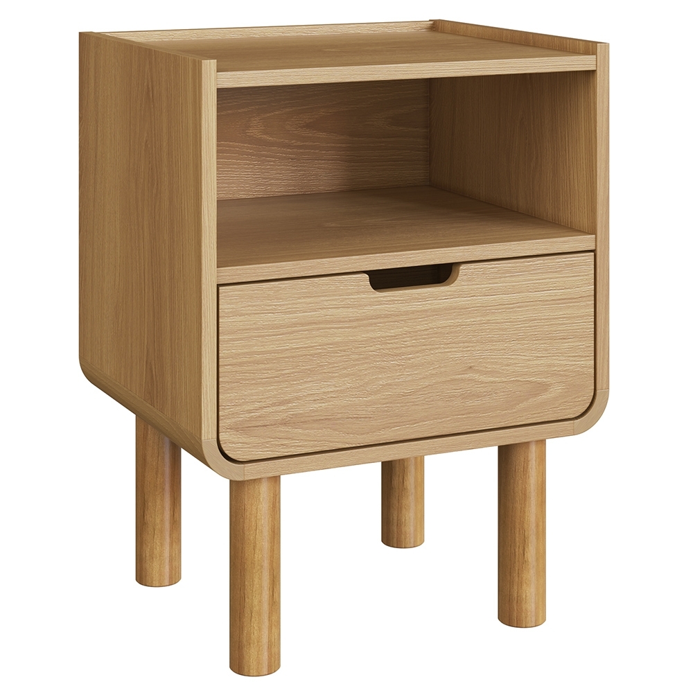 Mesa Cabeceira Quarto 45cm 1 Gaveta Pé Madeira Luara Hanover A10 - Mpozenato