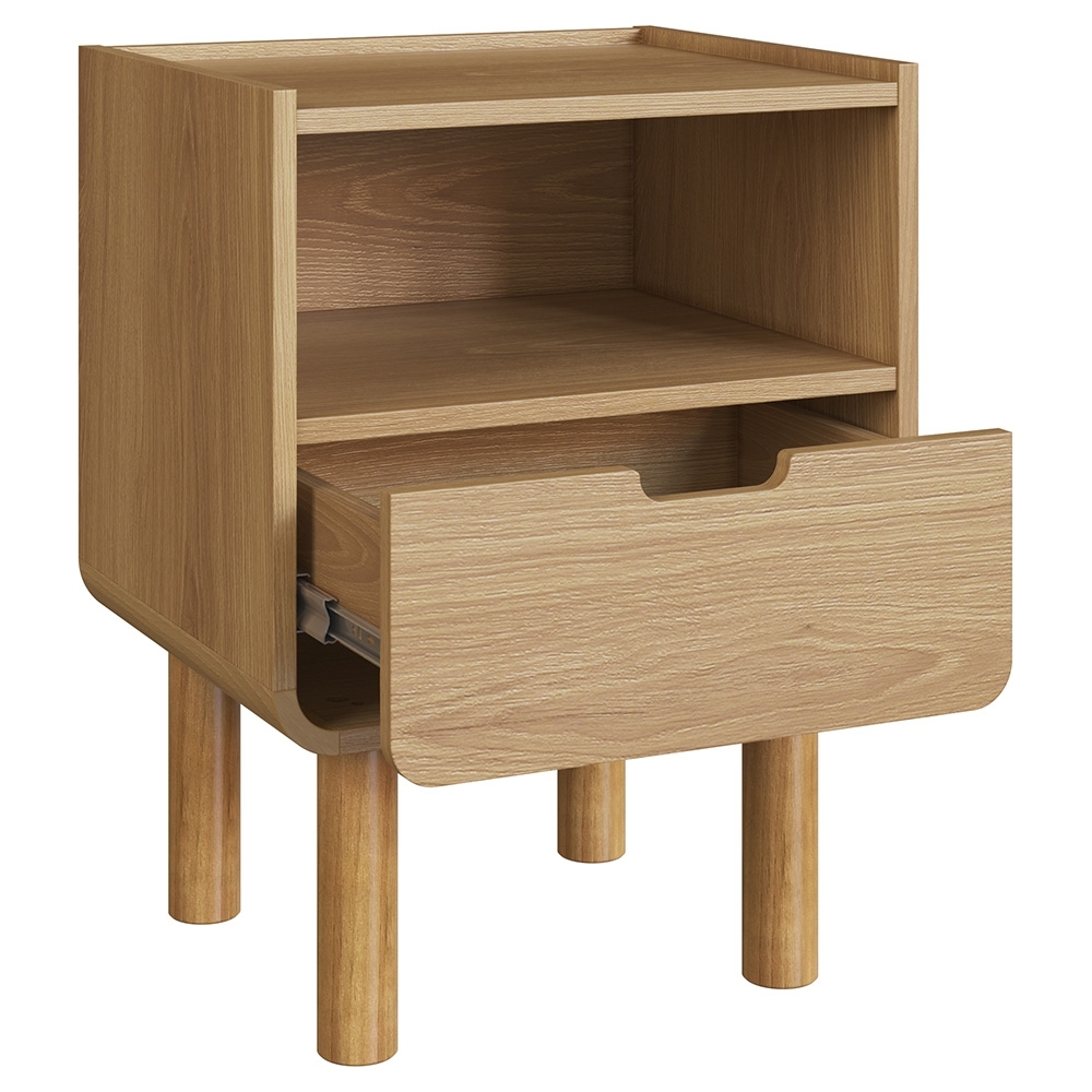 Mesa Cabeceira Quarto 45cm 1 Gaveta Pé Madeira Luara Hanover A10 - Mpozenato