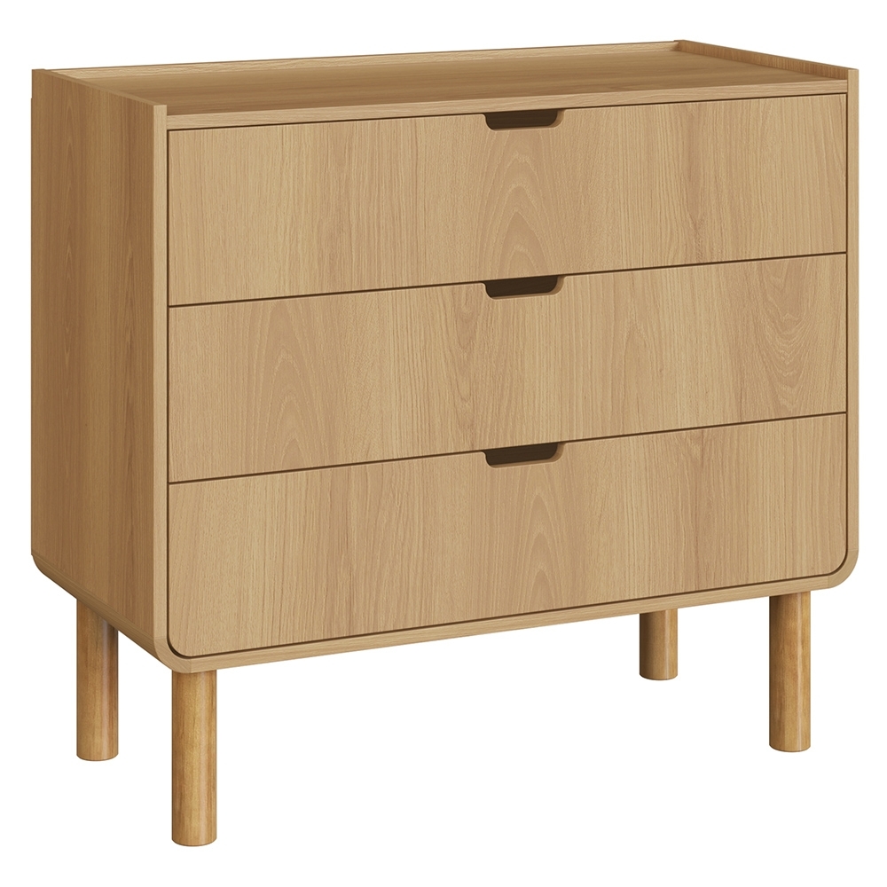 Cômoda Quarto 90cm 3 Gavetas Pé Madeira Luara Hanover A10 - Mpozenato