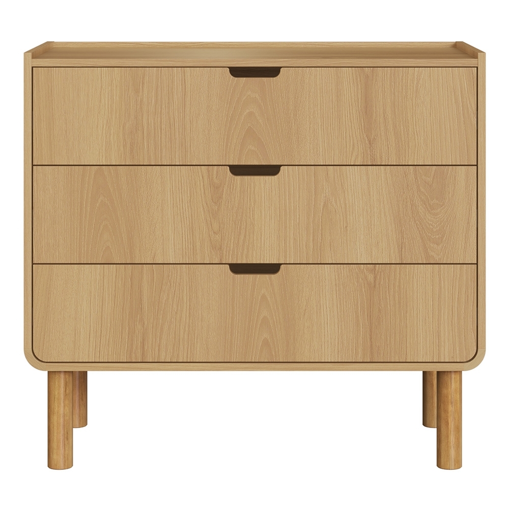 Cômoda Quarto 90cm 3 Gavetas Pé Madeira Luara Hanover A10 - Mpozenato