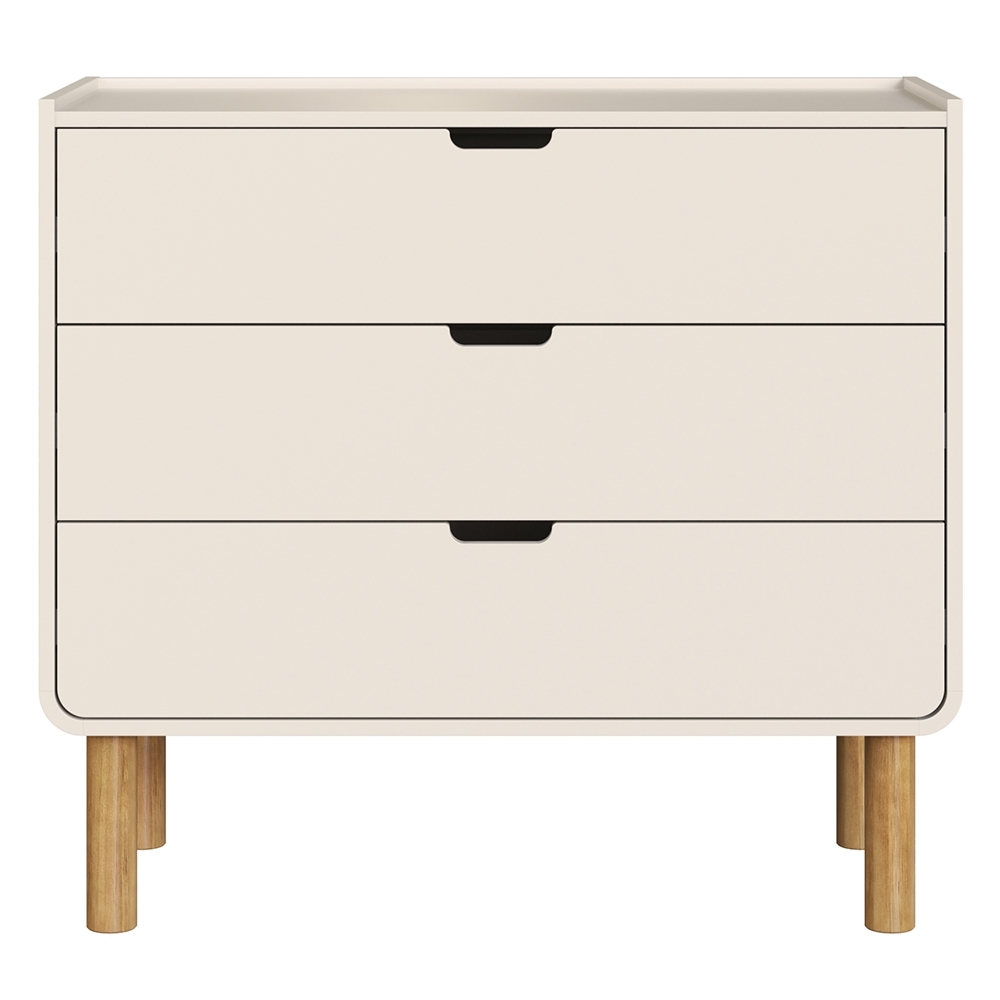 Cômoda Quarto 90cm 3 Gavetas Pé Madeira Luara Off White A10 - Mpozenato