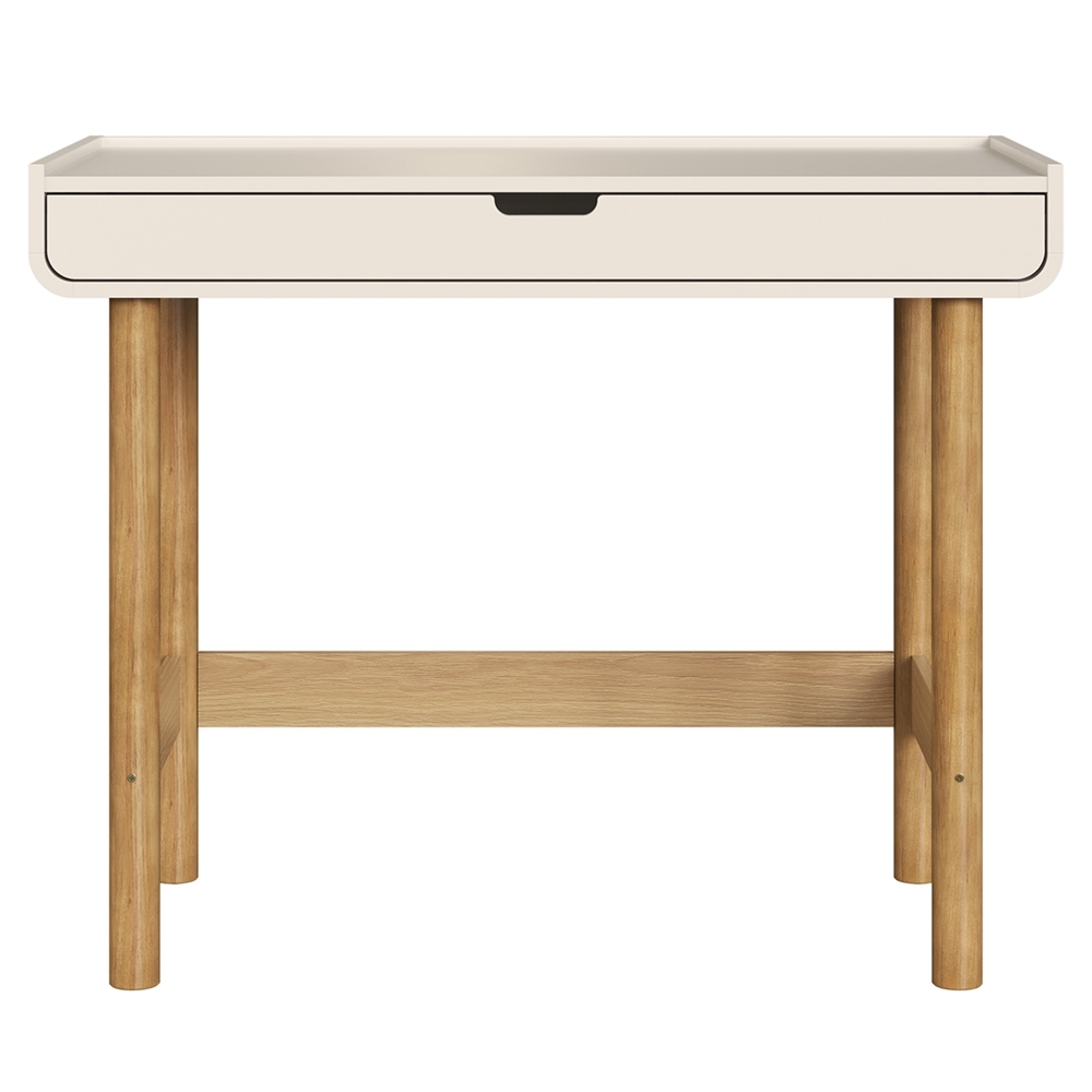 Mesa Escrivaninha 100cm 1 Gaveta Pé Madeira Luara Off White A10 - Mpozenato