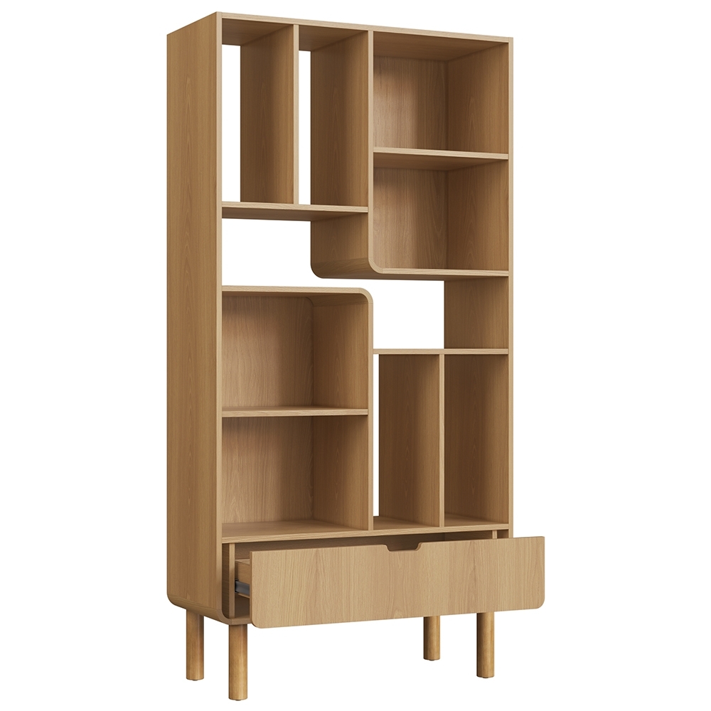 Estante Livreiro 90cm 1 Gaveta Pé Madeira Luara Hanover A10 - Mpozenato