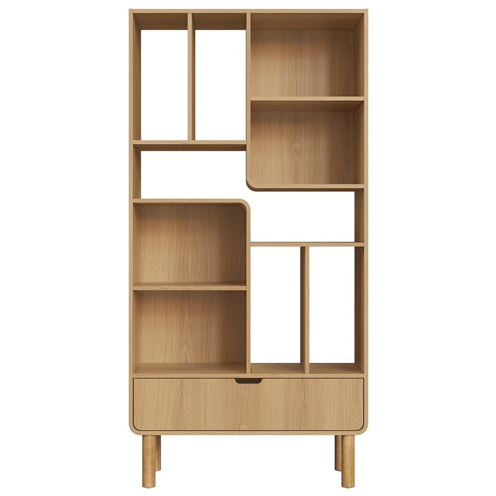 Estante Livreiro 90cm 1 Gaveta Pé Madeira Luara Hanover A10 - Mpozenato