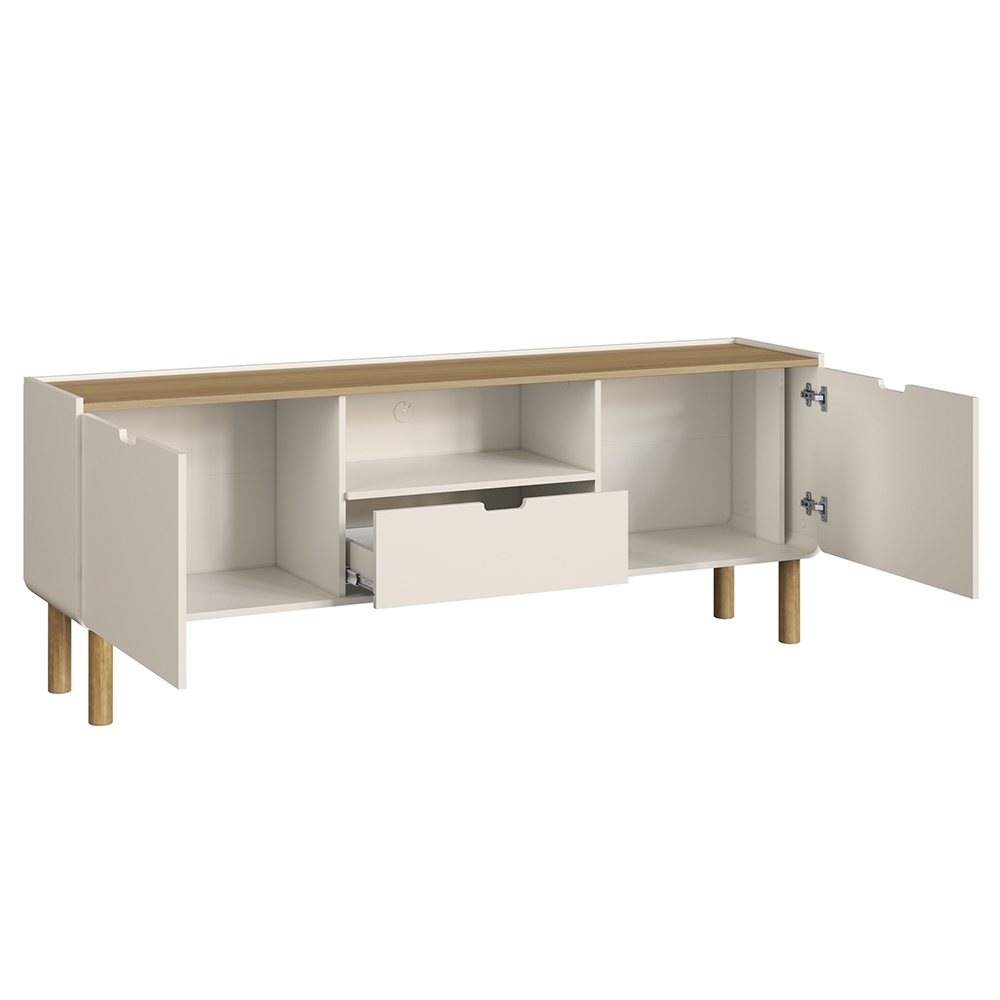 Rack TV 65 Pol 180cm 2 Portas Pé Madeira Luara Hanover/Off White A10 - Mpozenato