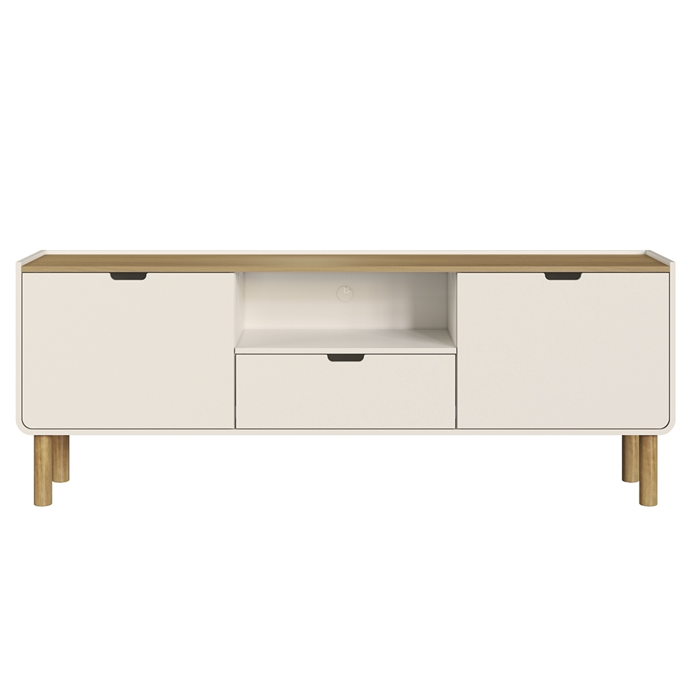 Rack TV 65 Pol 180cm 2 Portas Pé Madeira Luara Hanover/Off White A10 - Mpozenato