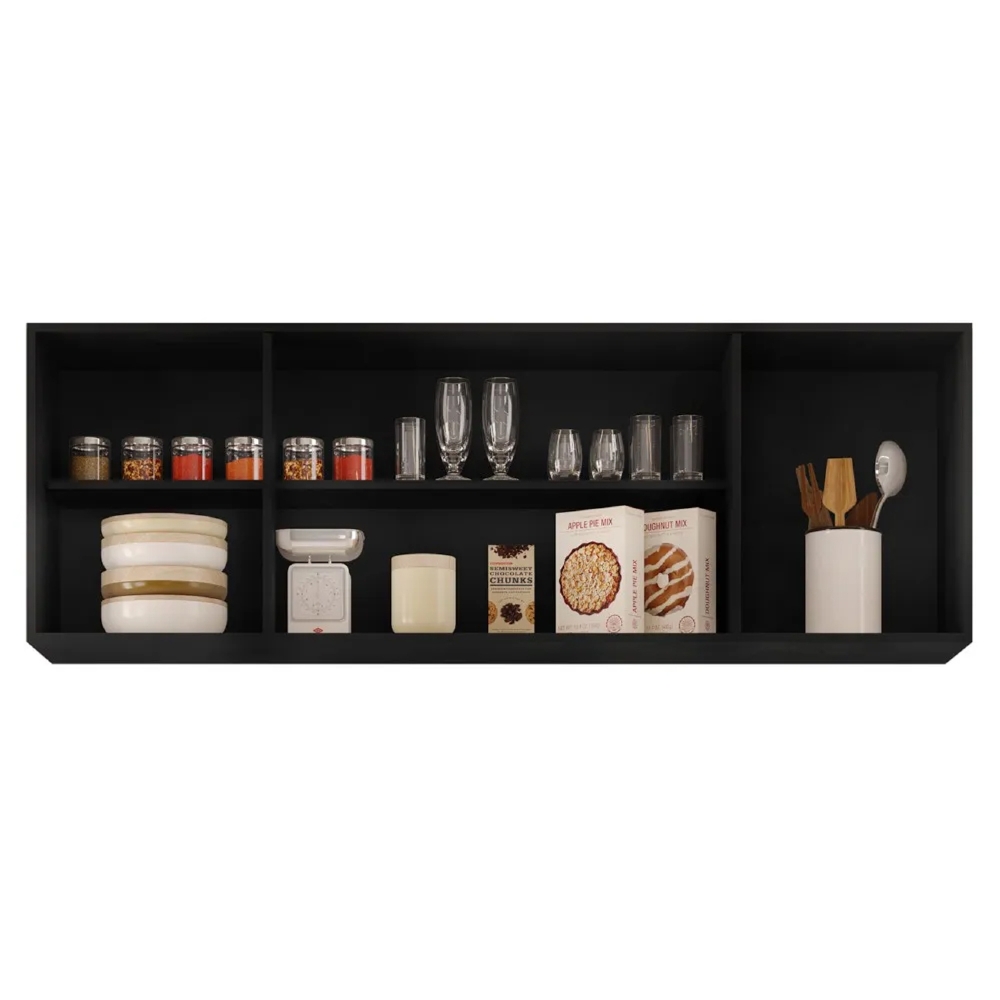 Armário de Cozinha Aéreo 160cm 4 Portas Nevada Preto/Cinza - Lumil