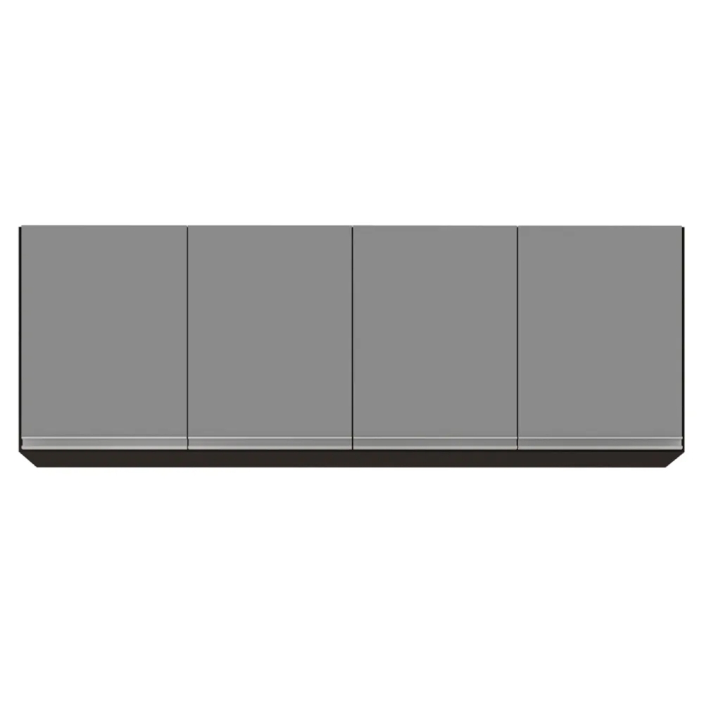 Armário de Cozinha Aéreo 160cm 4 Portas Nevada Preto/Cinza - Lumil