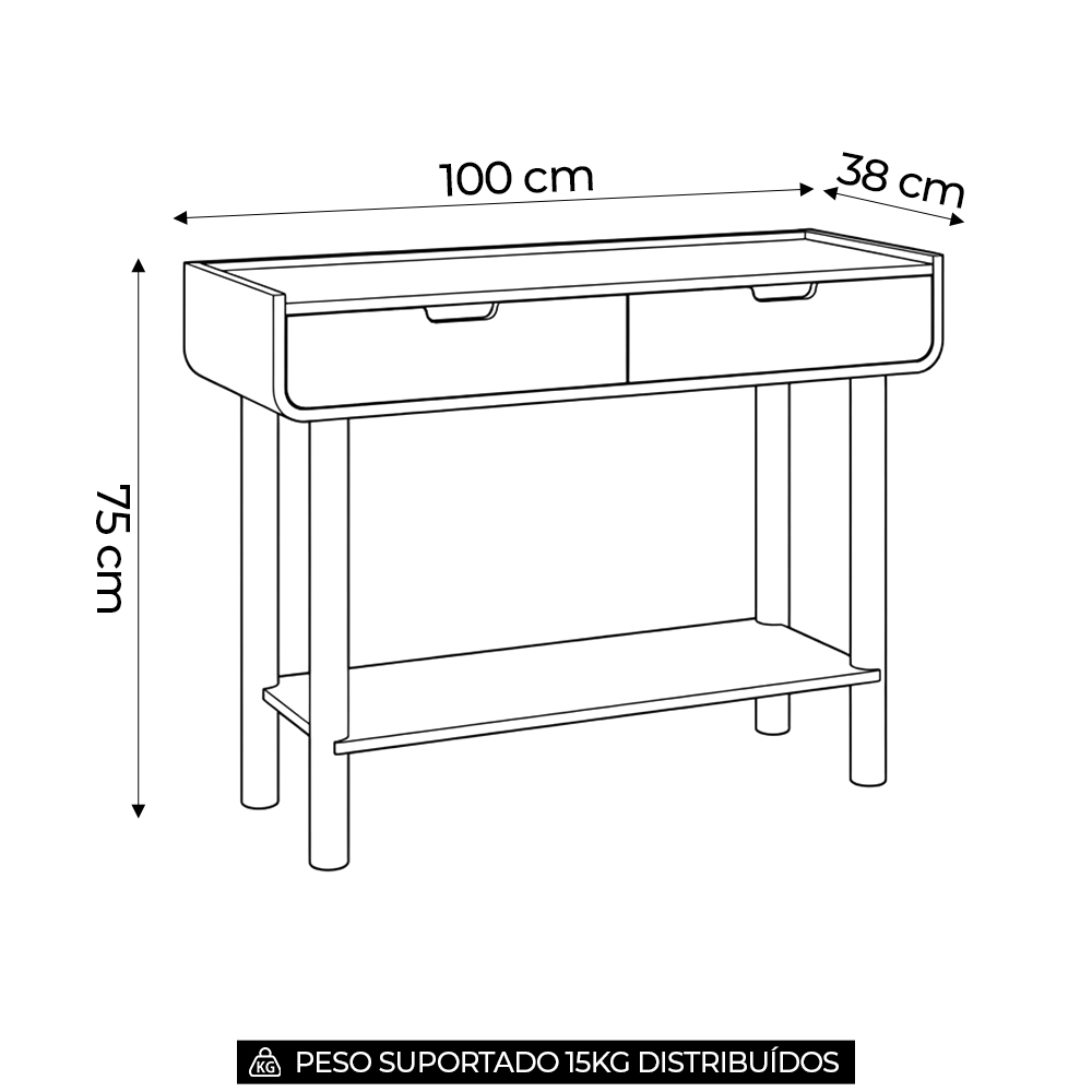 Aparador Sala de Estar 100cm 2 Gavetas Pé Madeira Luara Hanover A10 - Mpozenato
