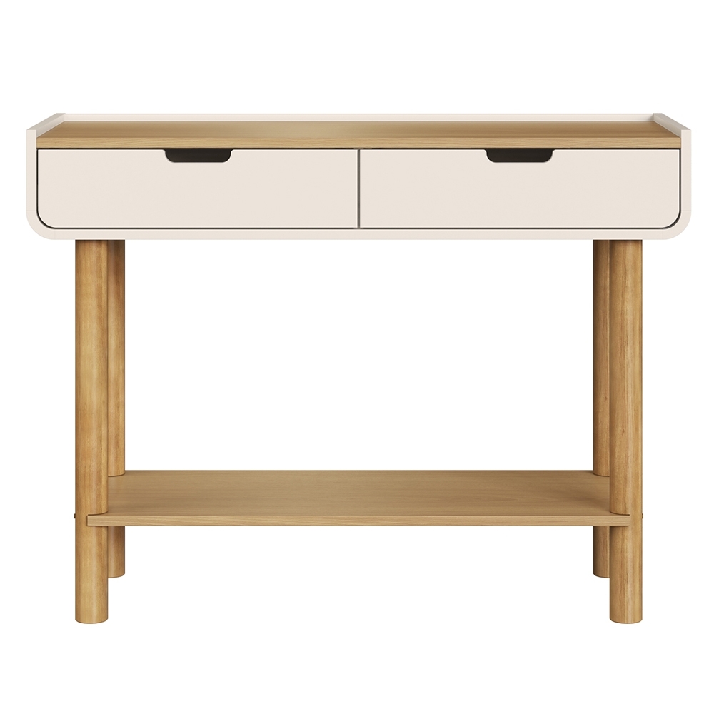 Aparador Sala de Estar 100cm 2 Gavetas Pé Madeira Luara Hanover/Off White A10 - Mpozenato