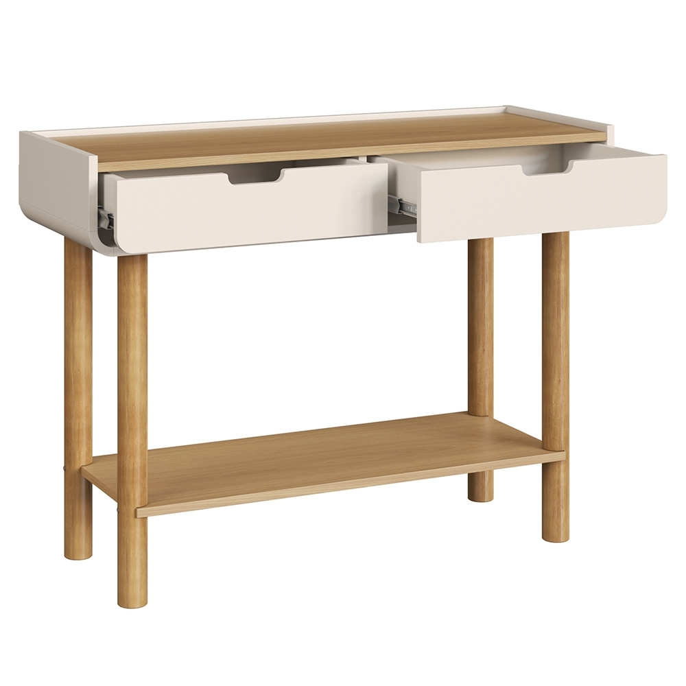 Aparador Sala de Estar 100cm 2 Gavetas Pé Madeira Luara Hanover/Off White A10 - Mpozenato