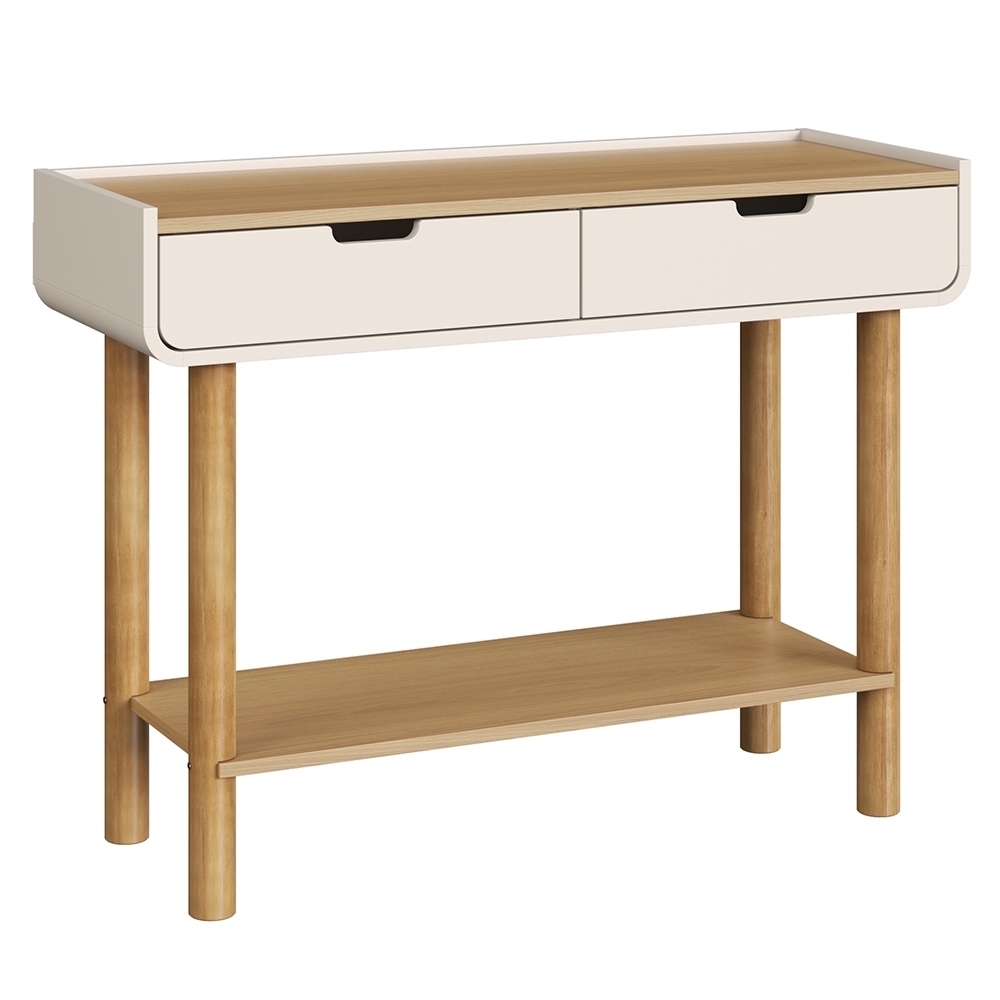 Aparador Sala de Estar 100cm 2 Gavetas Pé Madeira Luara Hanover/Off White A10 - Mpozenato